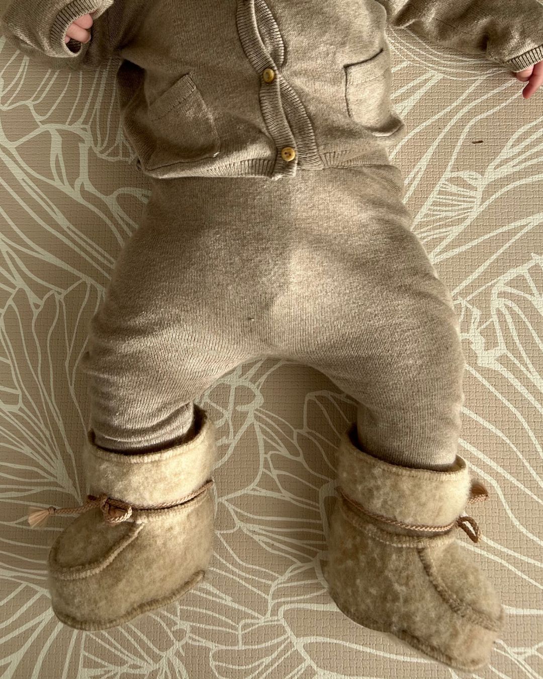 Babytofflor i ull - Beige (3-6 månader)