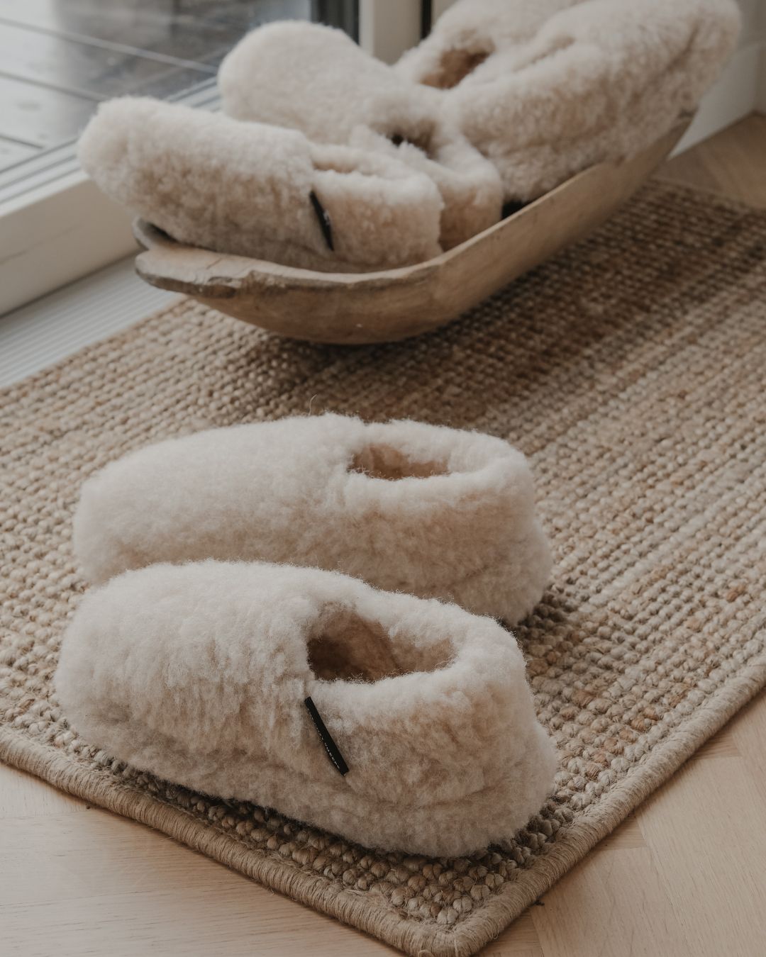 Tofflor i merinoull – Beige