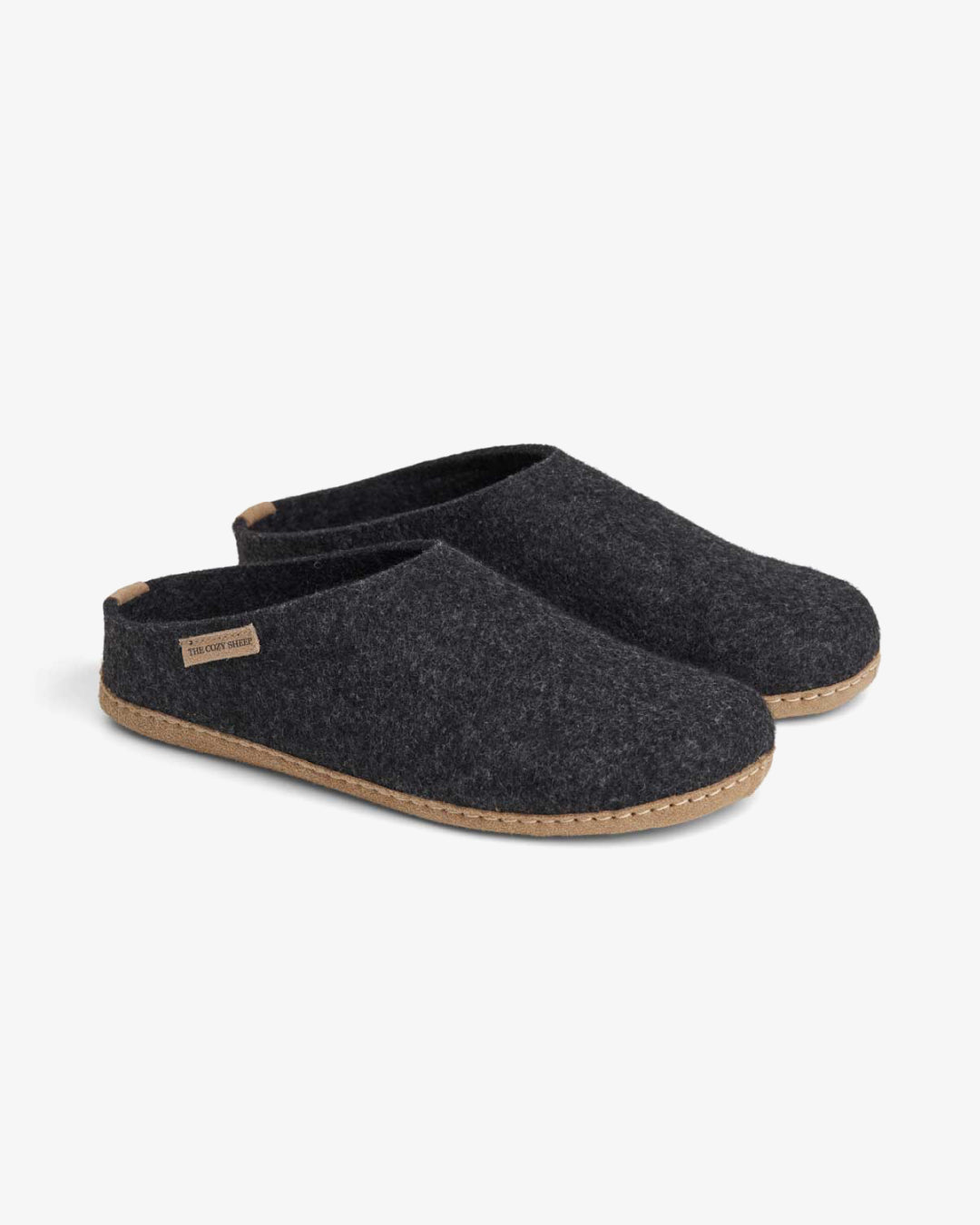 Filttofflor med mockasula - Grafitgrå