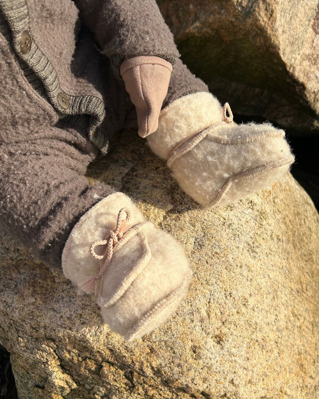 Babytofflor i ull - Beige (3-6 månader)