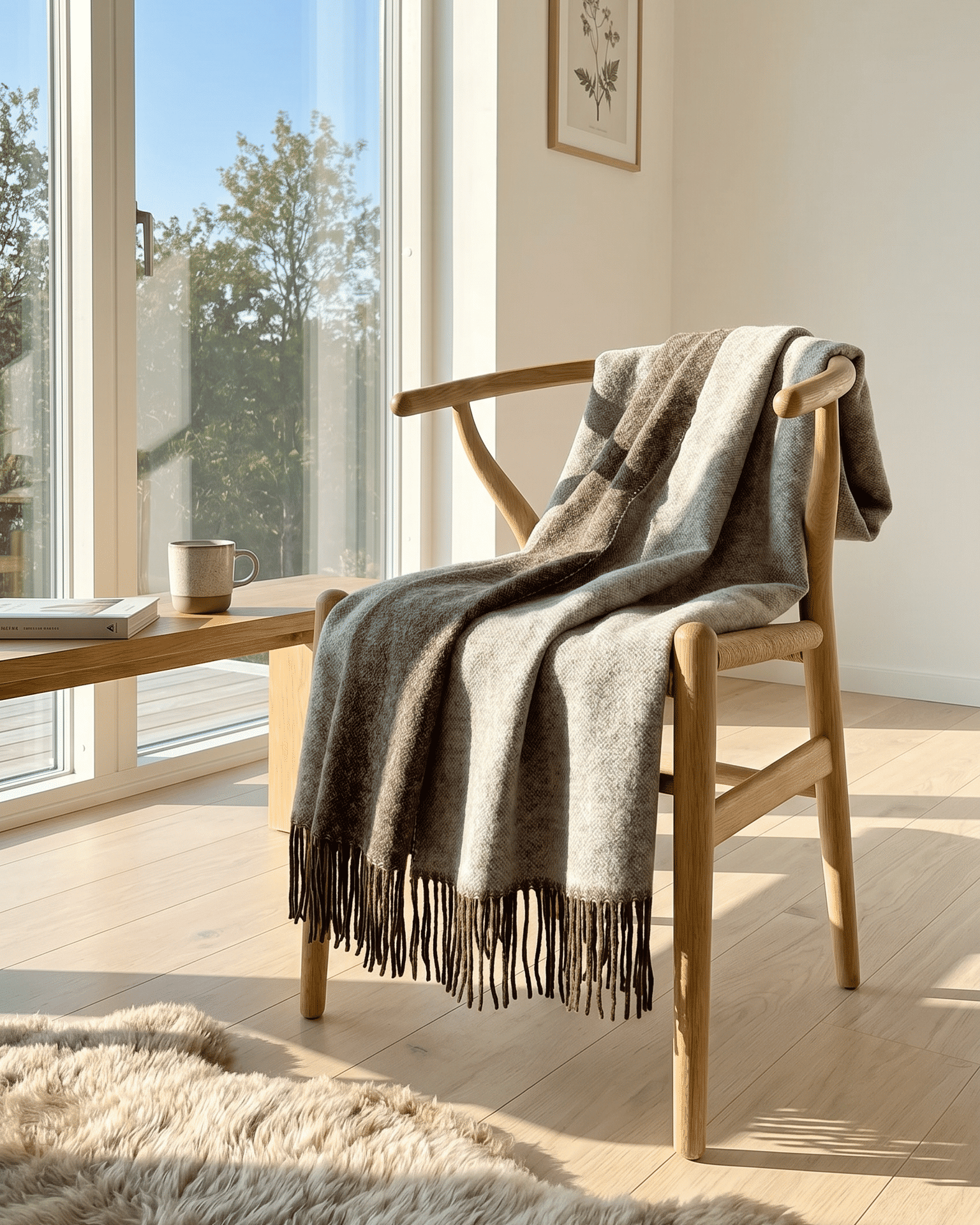 Ullpläd 140 x 200 cm – Brun/beige