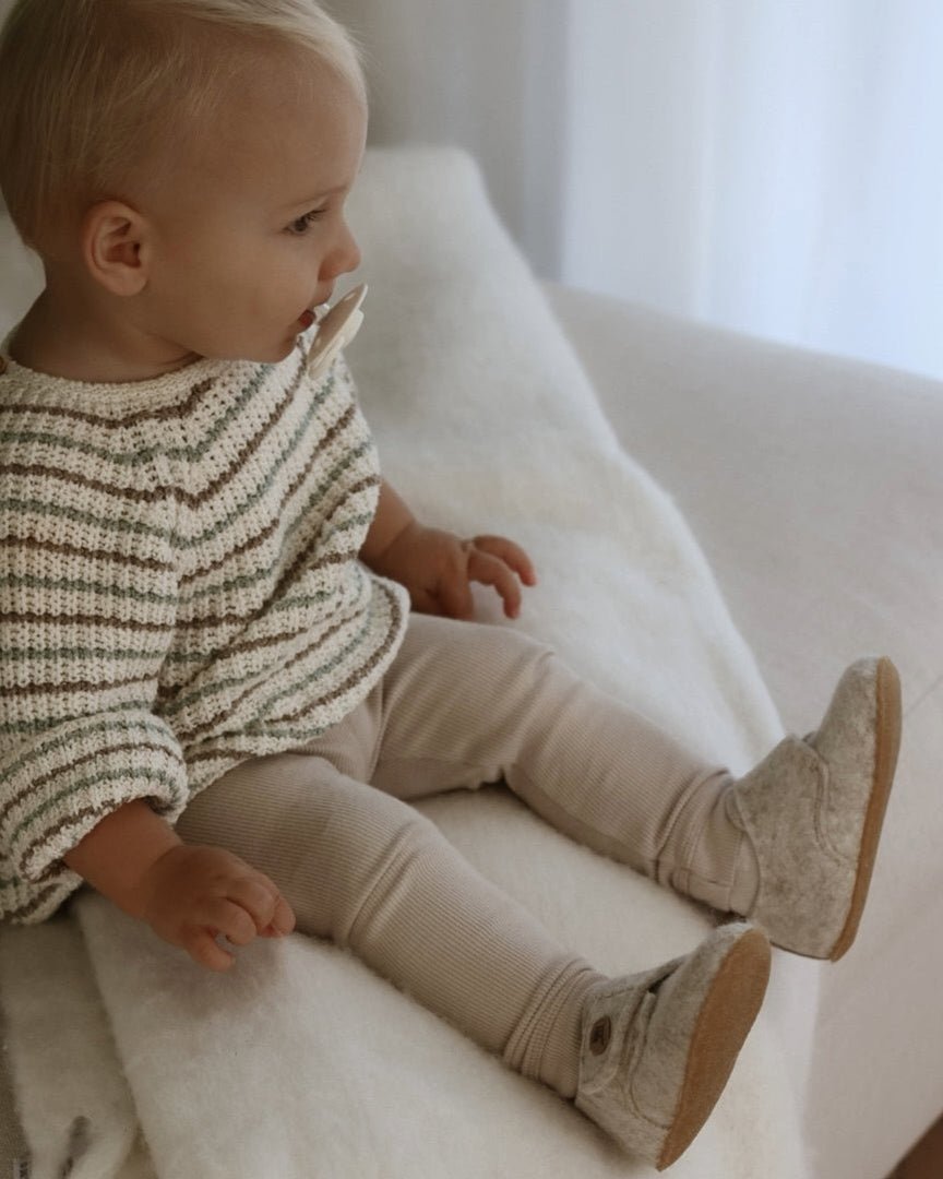 Hjemmesko uldfilt - Børn (Beige) - The Cozy Sheep