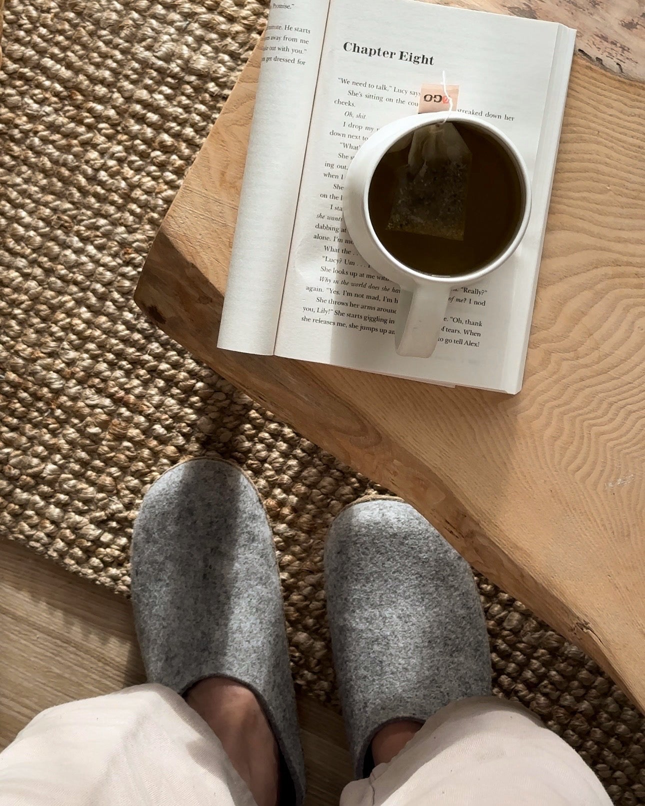 Filttofflor med mockasula - Ljusgrå