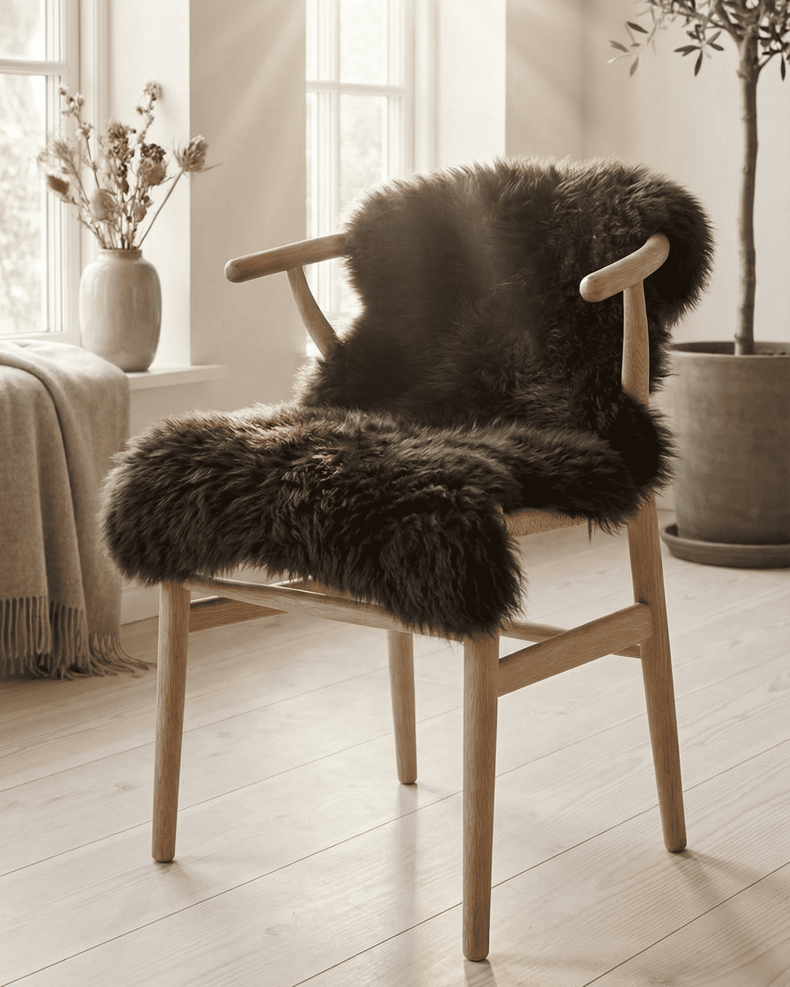 sort naturligt lammeskind fra The Cozy Sheep