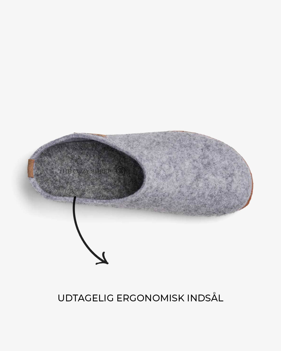 Tøffel med gummisål – Lysegrå - The Cozy Sheep