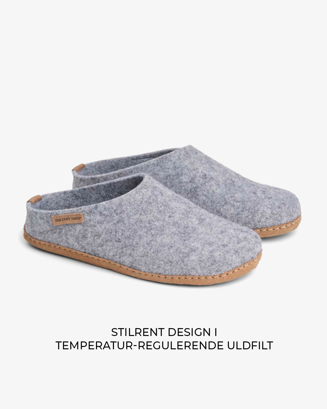 Tøffel med skindsål – Lysegrå - The Cozy Sheep