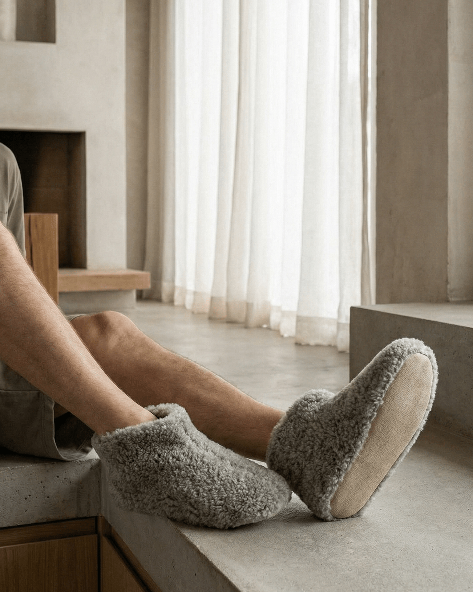 Uldhjemmesko – Lysegrå (Høj model) - The Cozy Sheep
