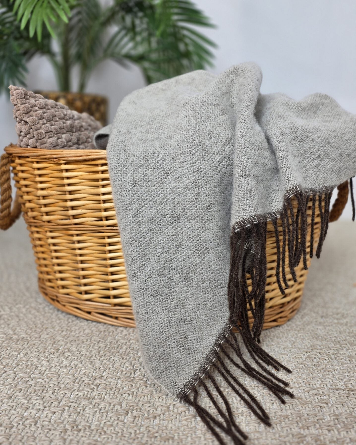 Ullpläd 140 x 200 cm – Brun/beige
