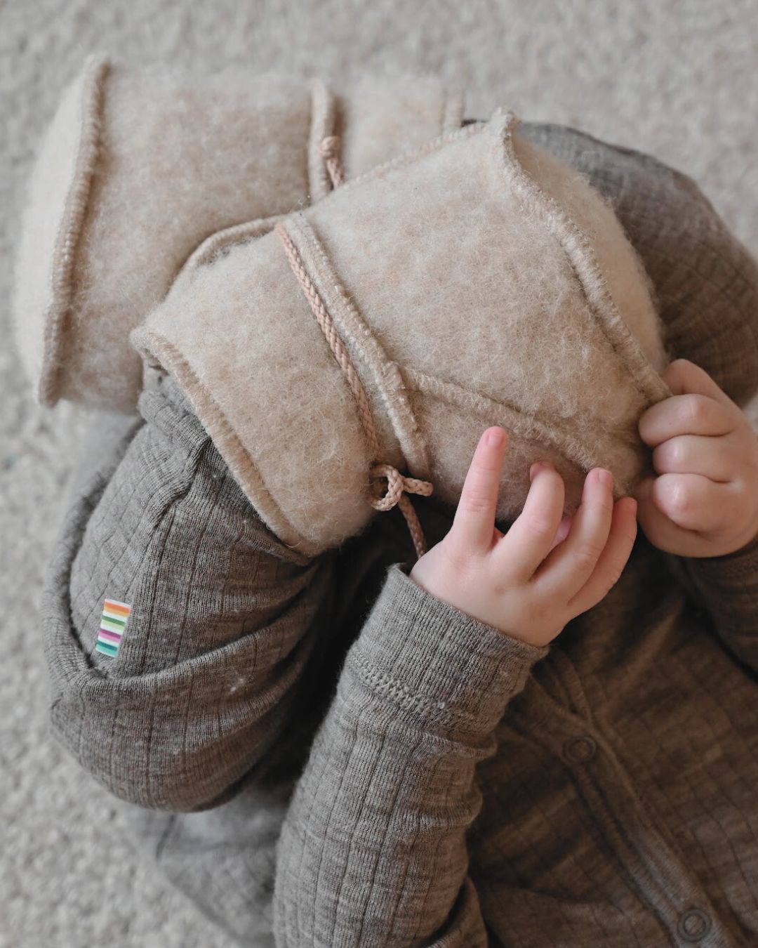 Babytofflor i ull - Beige (3-6 månader)