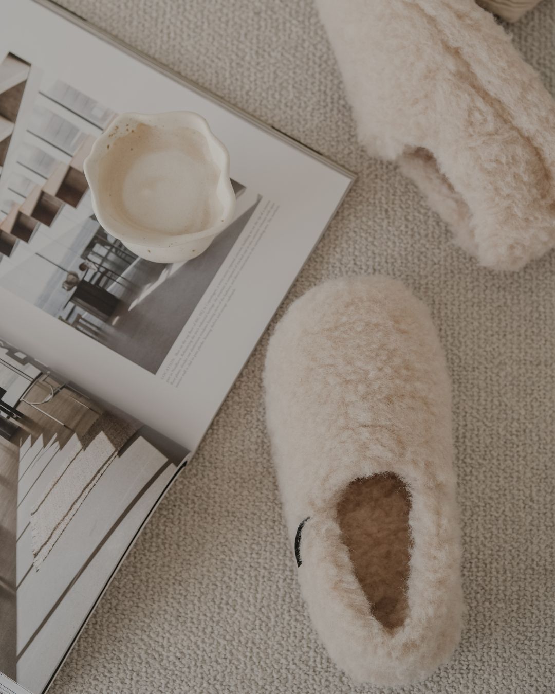 Tofflor i merinoull – Beige