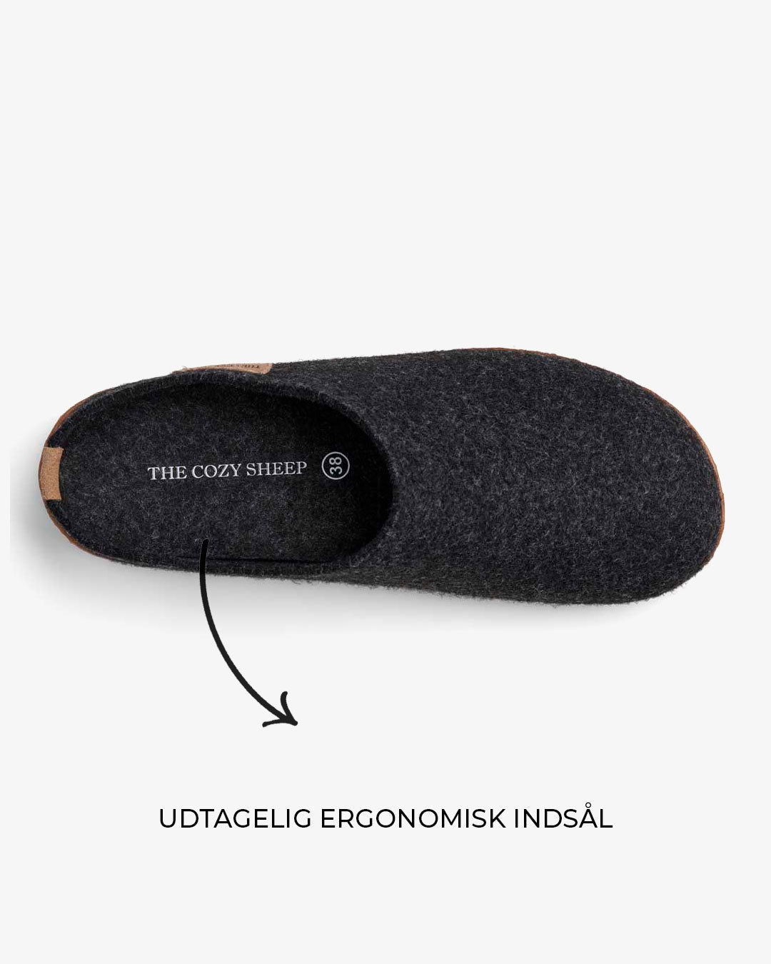 Filttofflor med gummisula – Grafitgrå