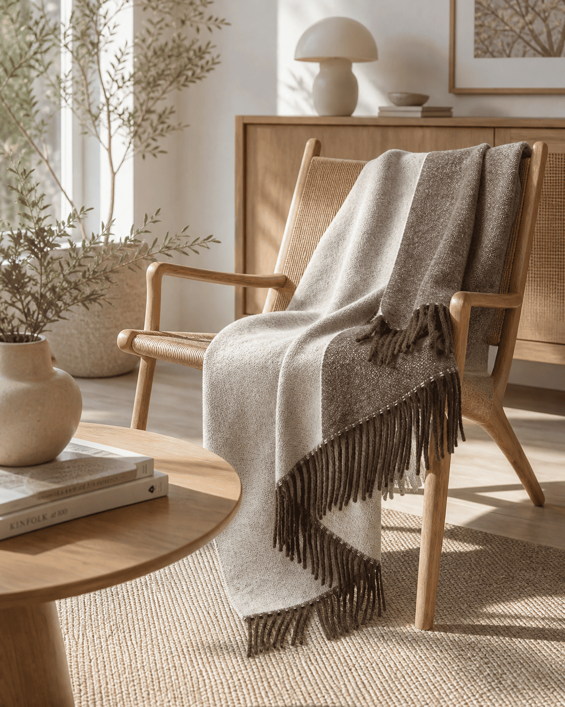 Ullpläd 140 x 200 cm – Brun/beige