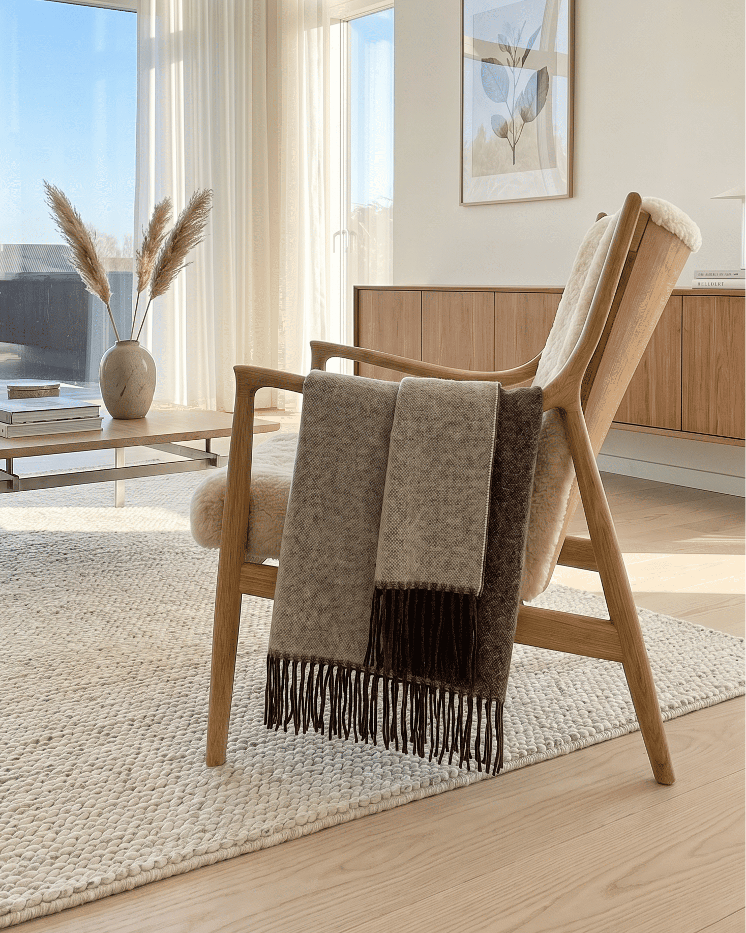 Ullpläd 140 x 200 cm – Brun/beige
