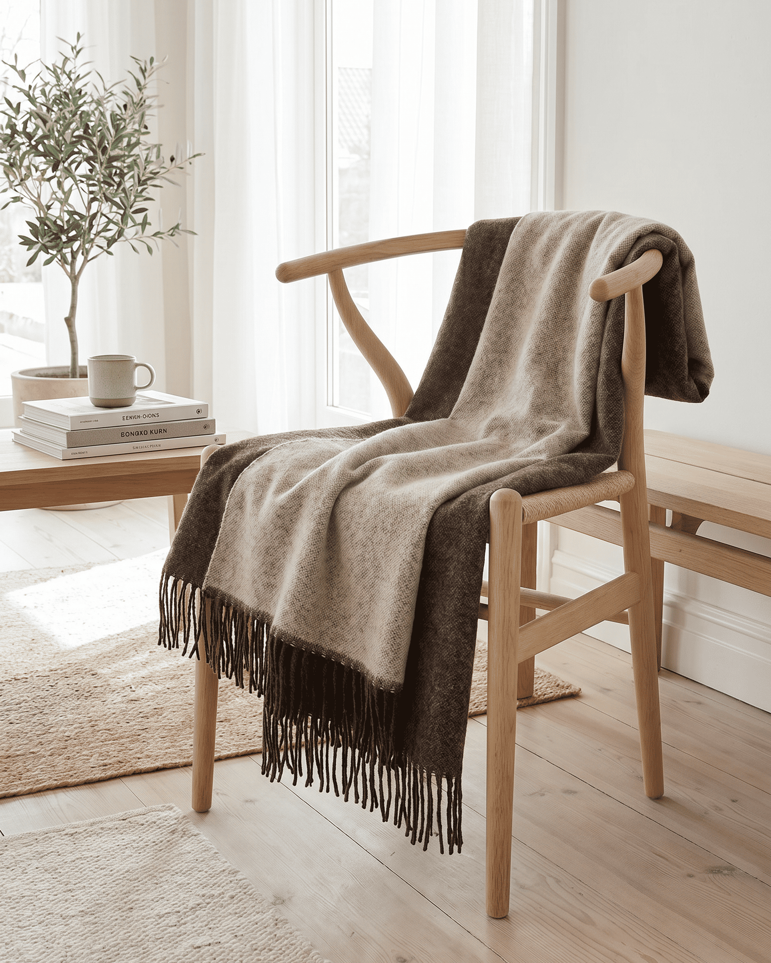 Ullpläd 140 x 200 cm – Brun/beige