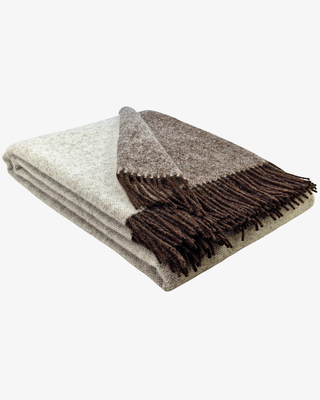 Ullpläd 140 x 200 cm – Brun/beige