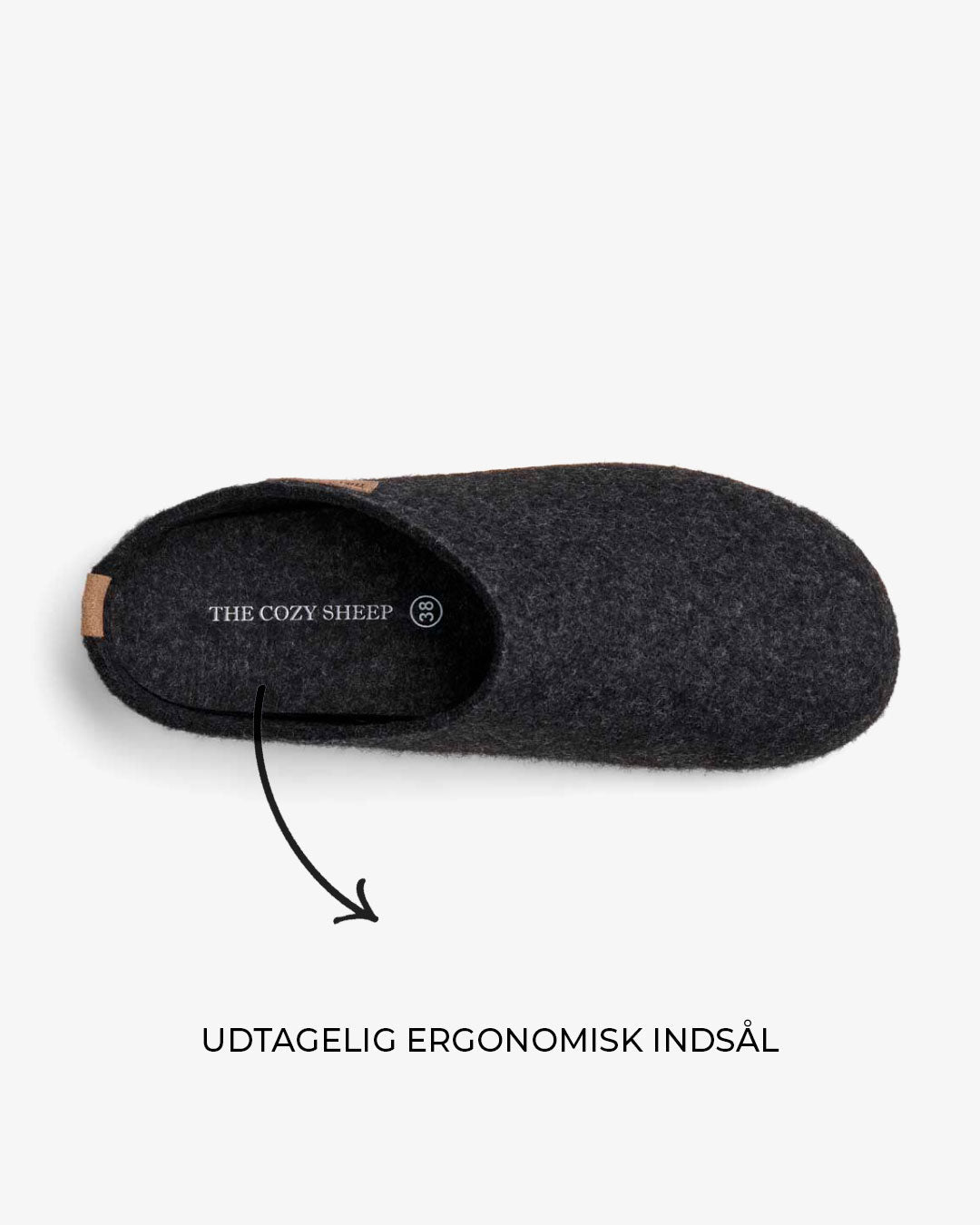 Tøffel med skindsål – Mørkegrå - The Cozy Sheep