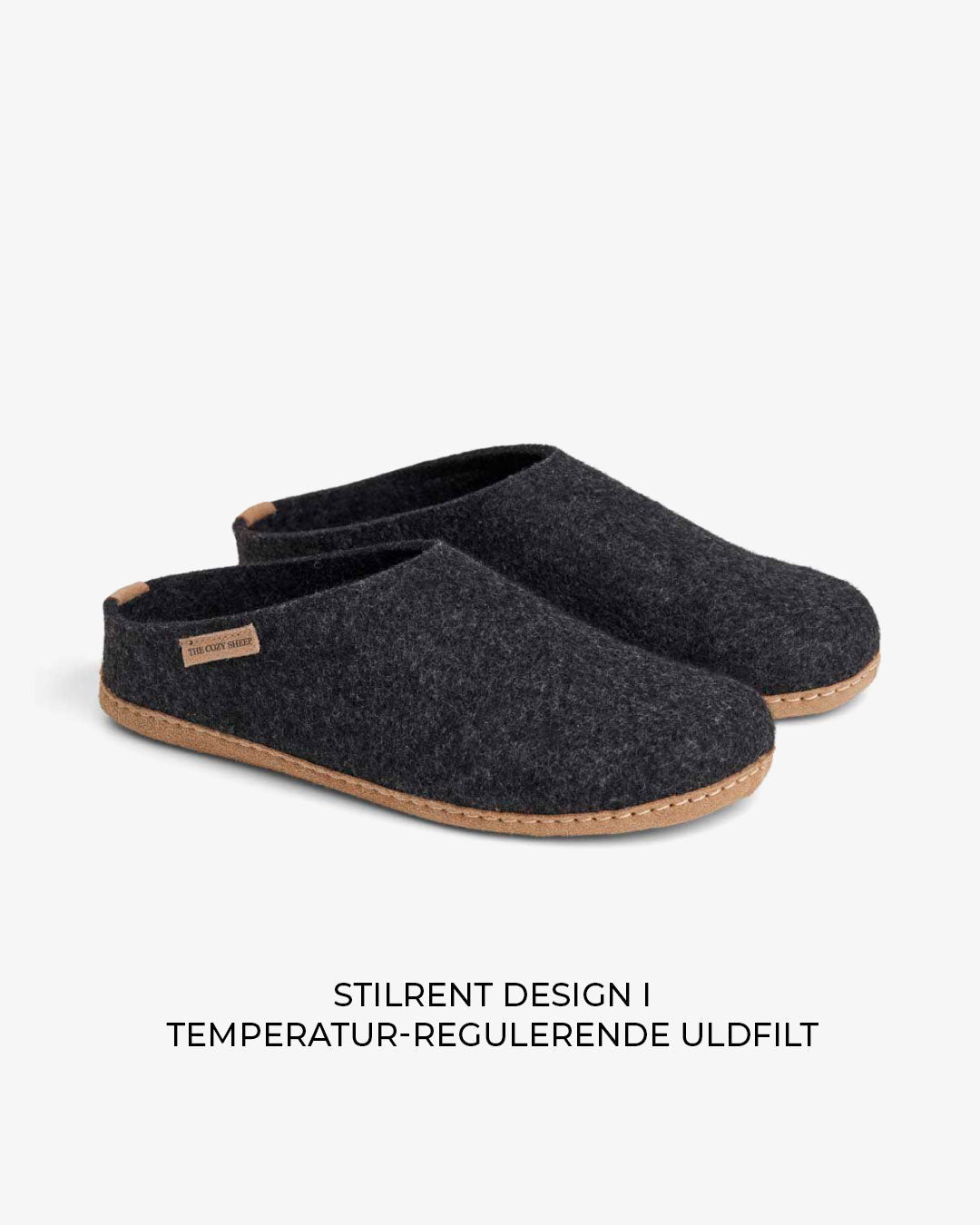 Tøffel med skindsål – Mørkegrå - The Cozy Sheep