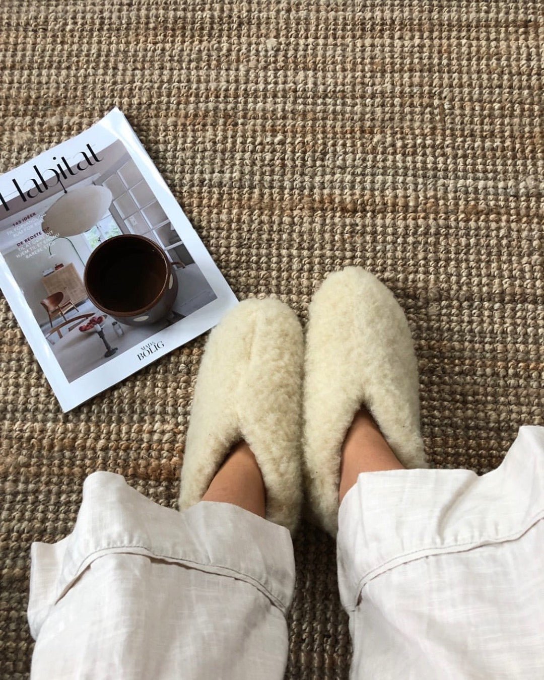 Uldhjemmesko – hvid (Lav model) - The Cozy Sheep