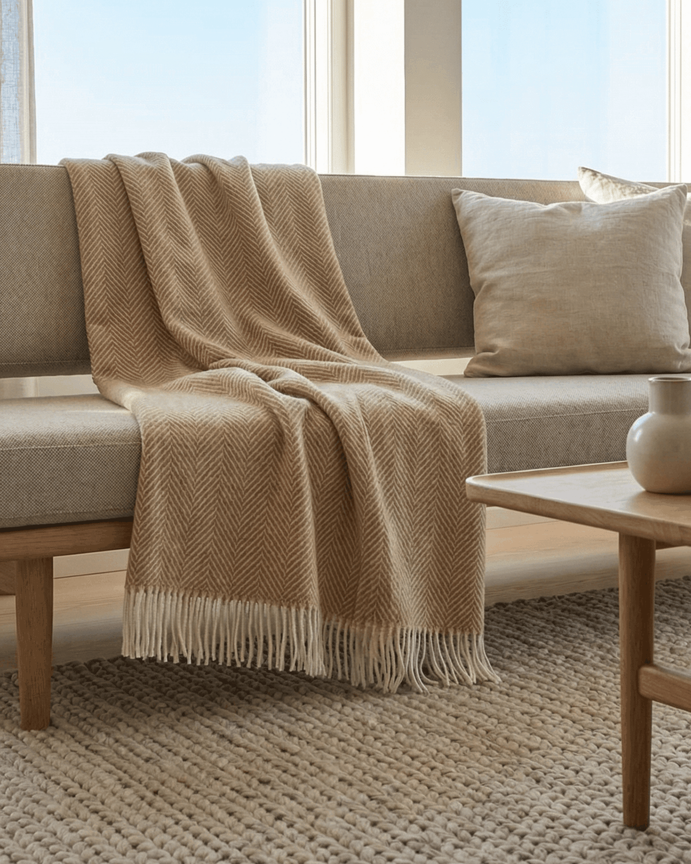 Uldplaid 140 x 200 cm - Beige - The Cozy Sheep