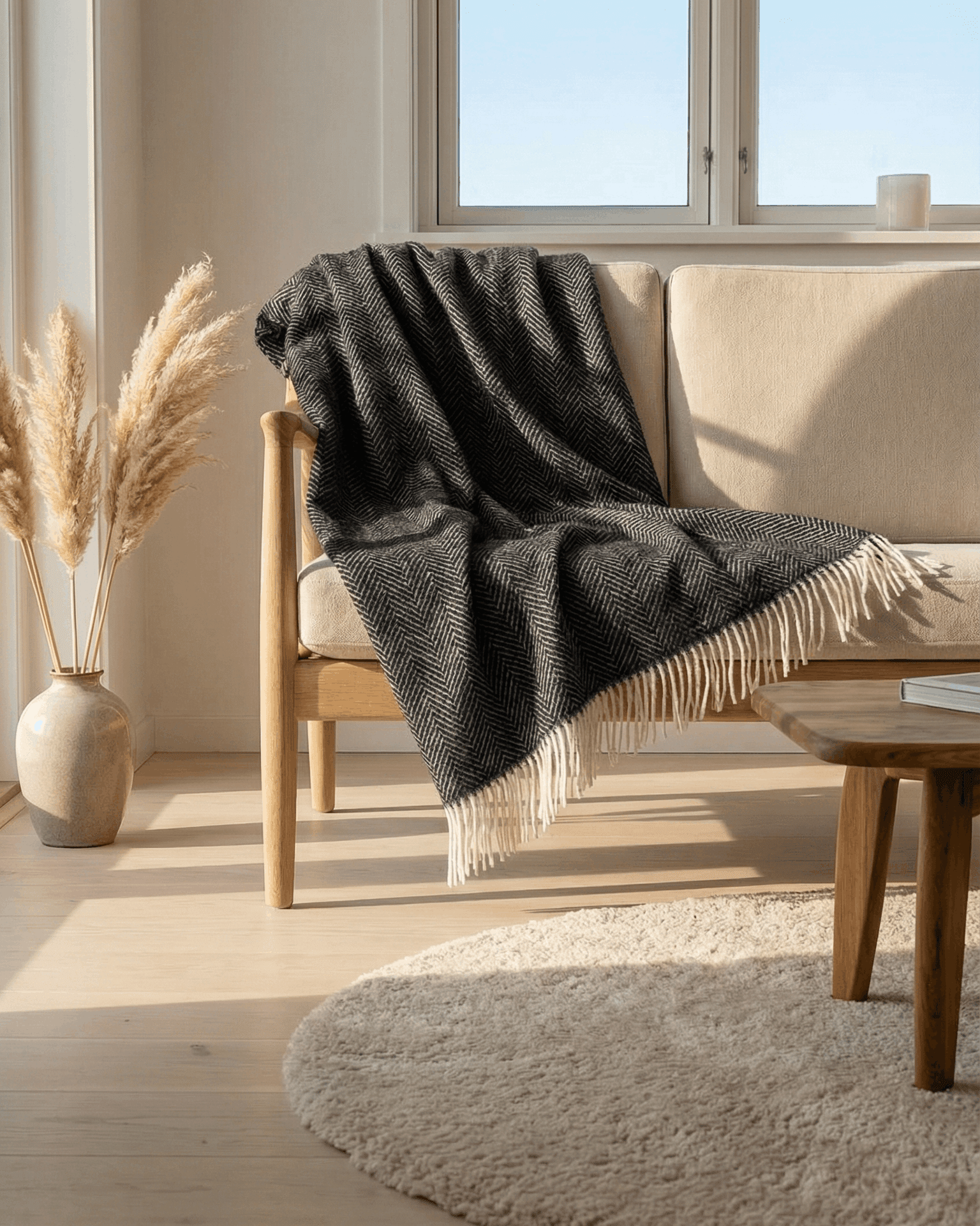 Uldplaid 140 x 200 cm - Mørkegrå - The Cozy Sheep